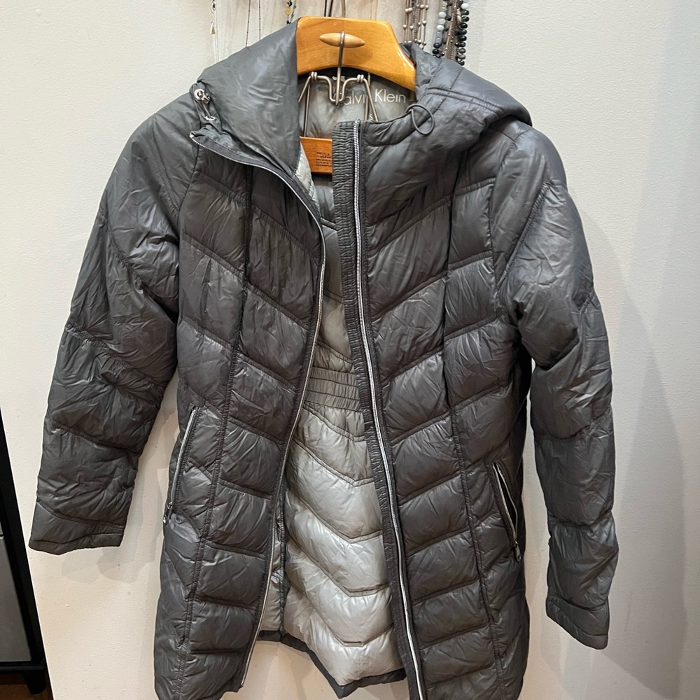 Calvin Klein Silver and Gray Packable Jacket
